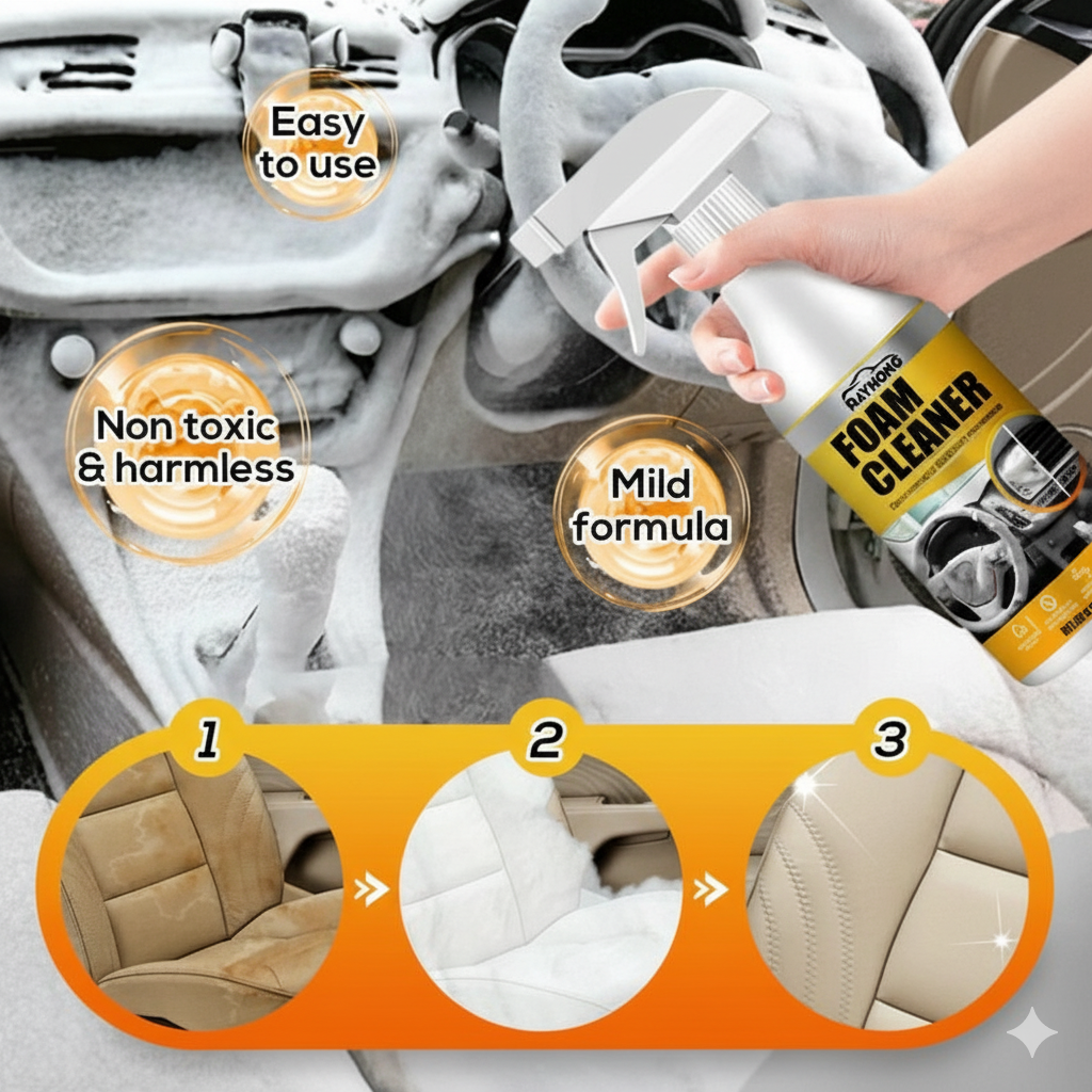 Multi-Purpose Foam Cleaner 60ml – Powerful Car Interior & Home Cleaning Spray | Eco-Friendly Stain Remover